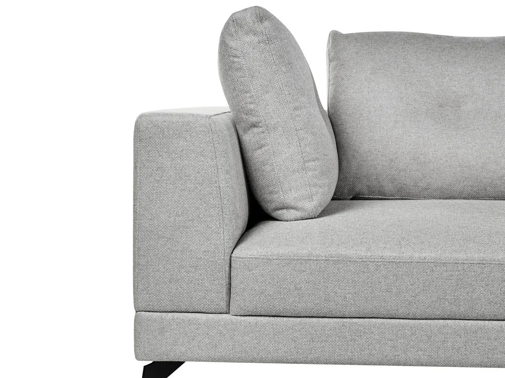 Corner Sofa 3 Seater Faux Linen Grey Left Hand Yvera