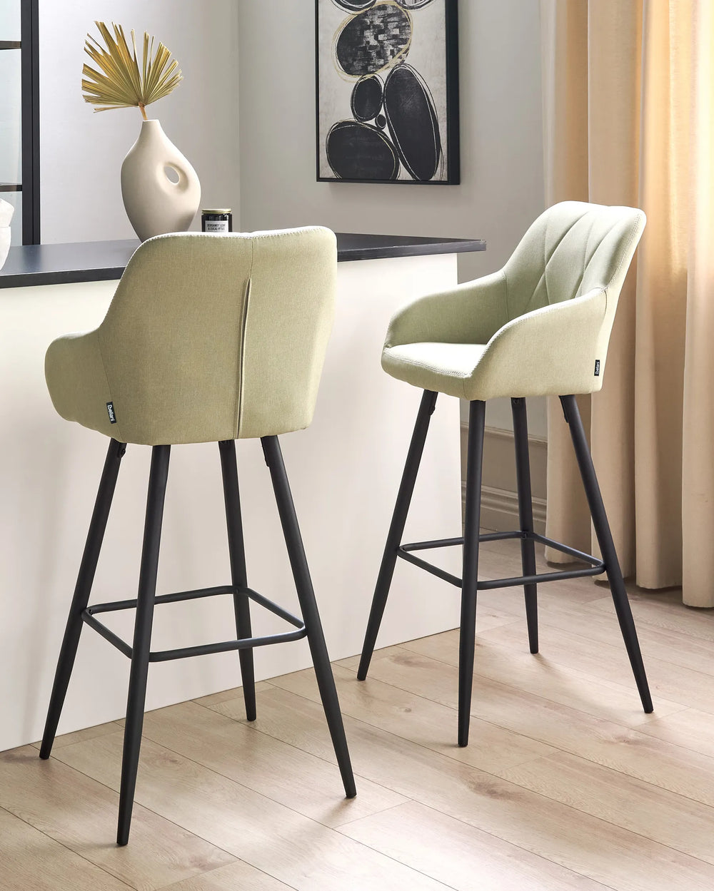 Set of 2 Bar Chairs Light Green Solid Craftship Xalana