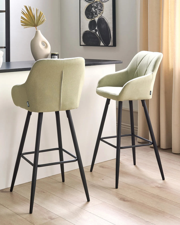 Set of 2 Bar Chairs Light Green Solid Craftship Xalana