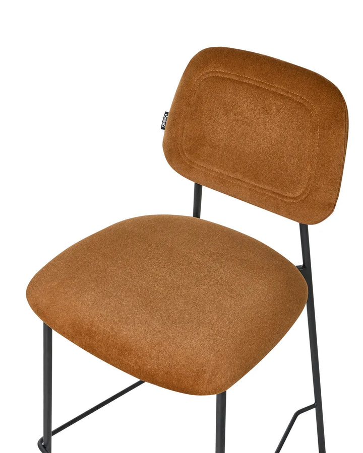 Set of 2 Bar Chairs Velvet Golden Brown Comfortable Seating Avello