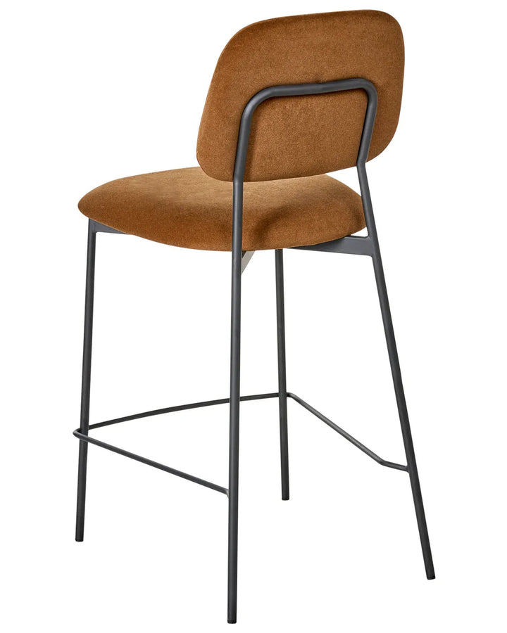 Set of 2 Bar Chairs Velvet Golden Brown Comfortable Seating Avello