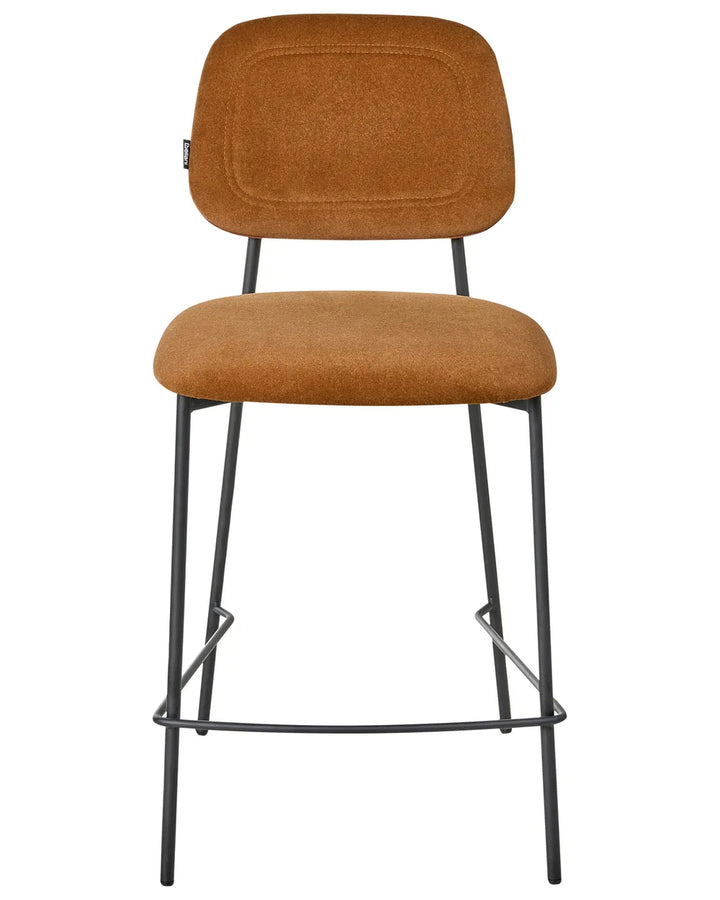 Set of 2 Bar Chairs Velvet Golden Brown Comfortable Seating Avello