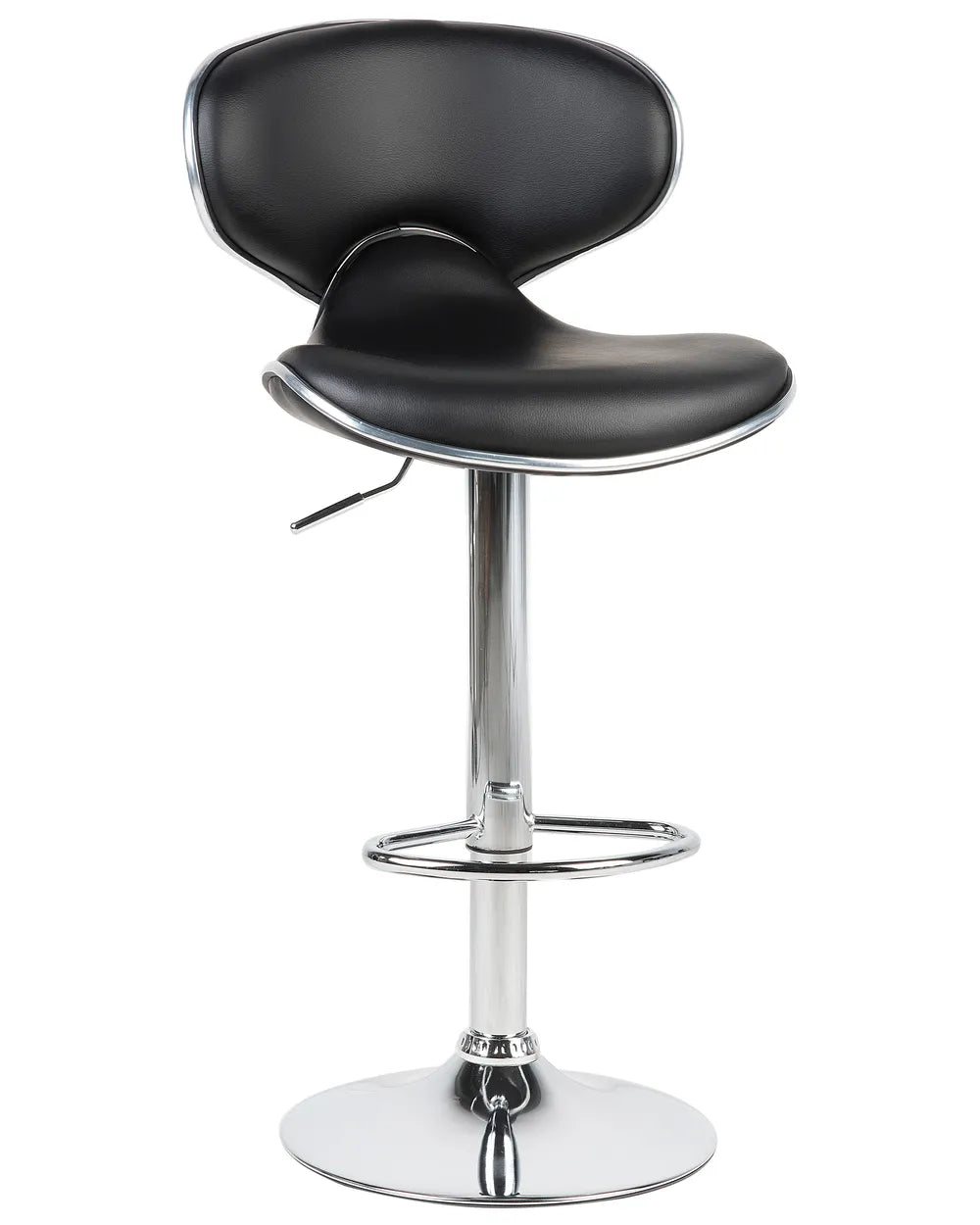 Set of 2 Bar Chairs Faux Leather Swivel Black Elegant Design Fresto