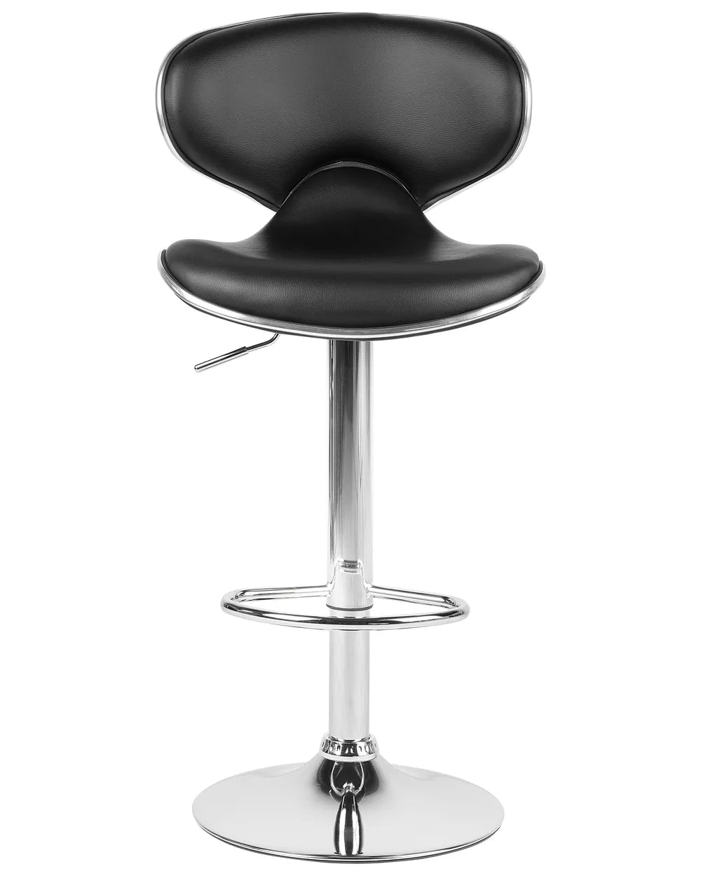 Set of 2 Bar Chairs Faux Leather Swivel Black Elegant Design Fresto