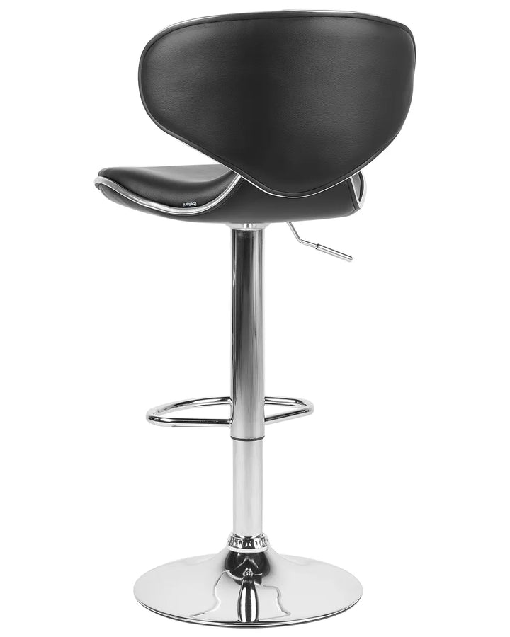 Set of 2 Bar Chairs Faux Leather Swivel Black Elegant Design Fresto