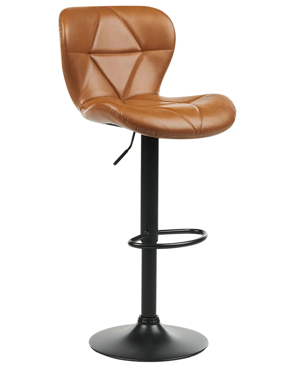 Set of 2 Bar Chairs Faux Leather Swivel Golden Brown Solvia