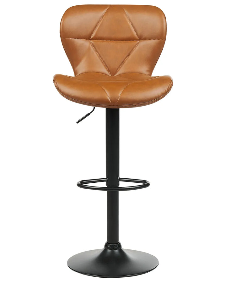 Set of 2 Bar Chairs Faux Leather Swivel Golden Brown Solvia