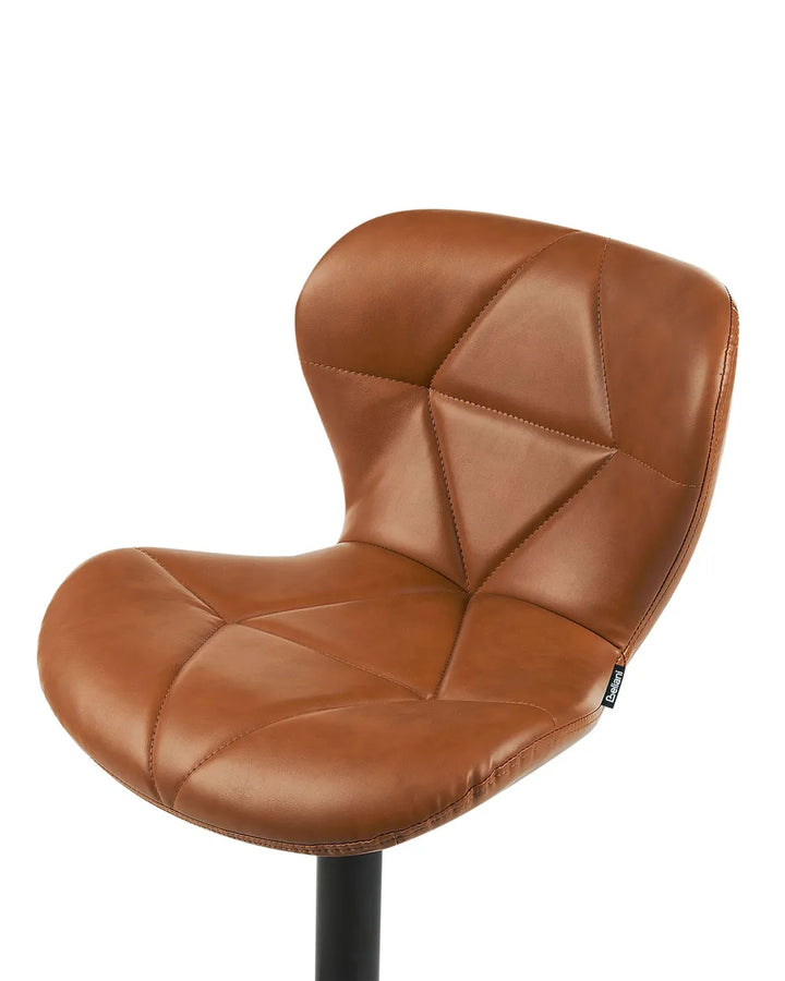 Set of 2 Bar Chairs Faux Leather Swivel Golden Brown Solvia