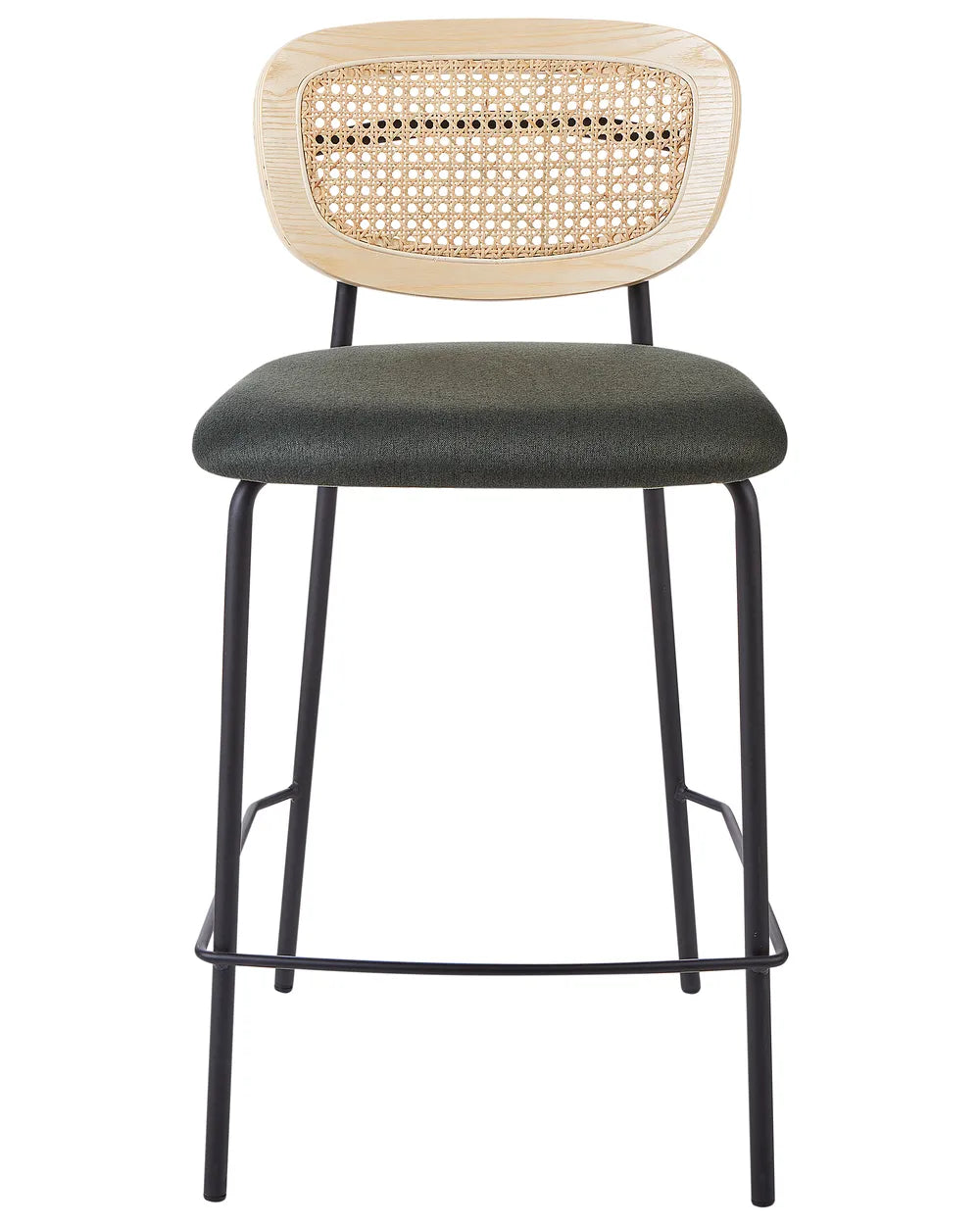 Set of 2 Bar Chairs Rattan Dark Green Timeless Design Ulvana