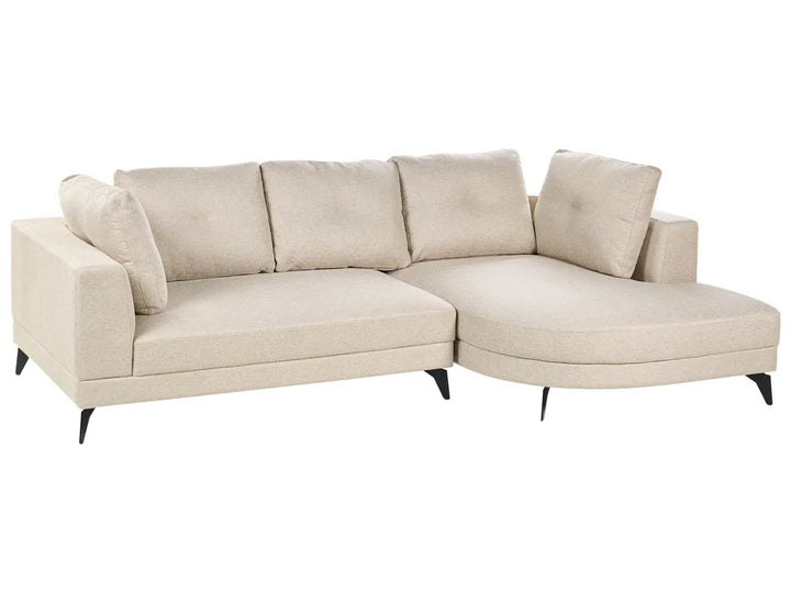 Corner Sofa 3 Seater Faux Linen Light Beige Left Hand Yvera