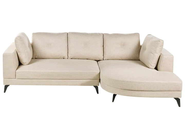 Corner Sofa 3 Seater Faux Linen Light Beige Left Hand Yvera