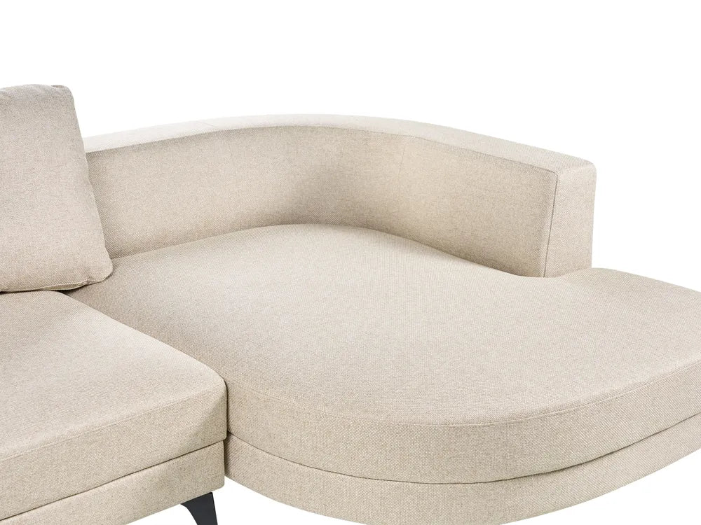 Corner Sofa 3 Seater Faux Linen Light Beige Left Hand Yvera