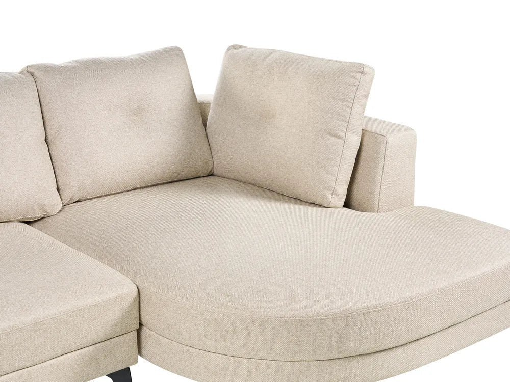 Corner Sofa 3 Seater Faux Linen Light Beige Left Hand Yvera