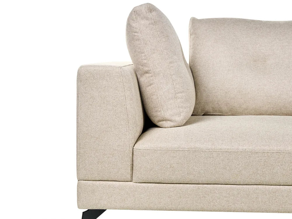 Corner Sofa 3 Seater Faux Linen Light Beige Left Hand Yvera