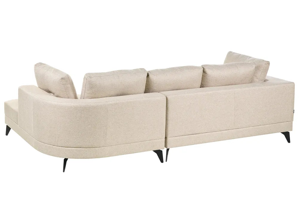 Corner Sofa 3 Seater Faux Linen Light Beige Left Hand Yvera