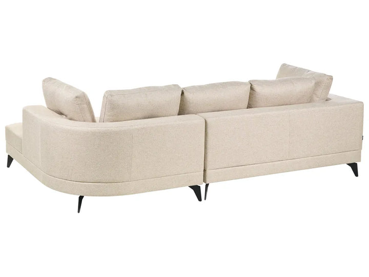Corner Sofa 3 Seater Faux Linen Light Beige Left Hand Yvera