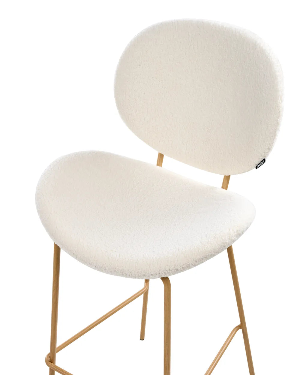 Set of 2 Bar Chairs Boucle White Comfortable Footrest Orlian
