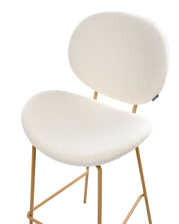 Set of 2 Bar Chairs Boucle White Comfortable Footrest Orlian