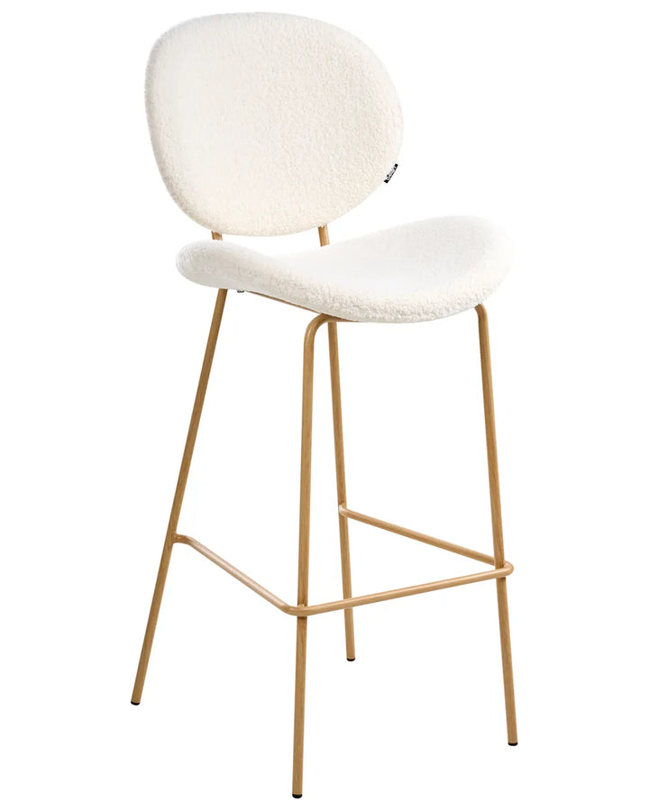 Set of 2 Bar Chairs Boucle White Comfortable Footrest Orlian