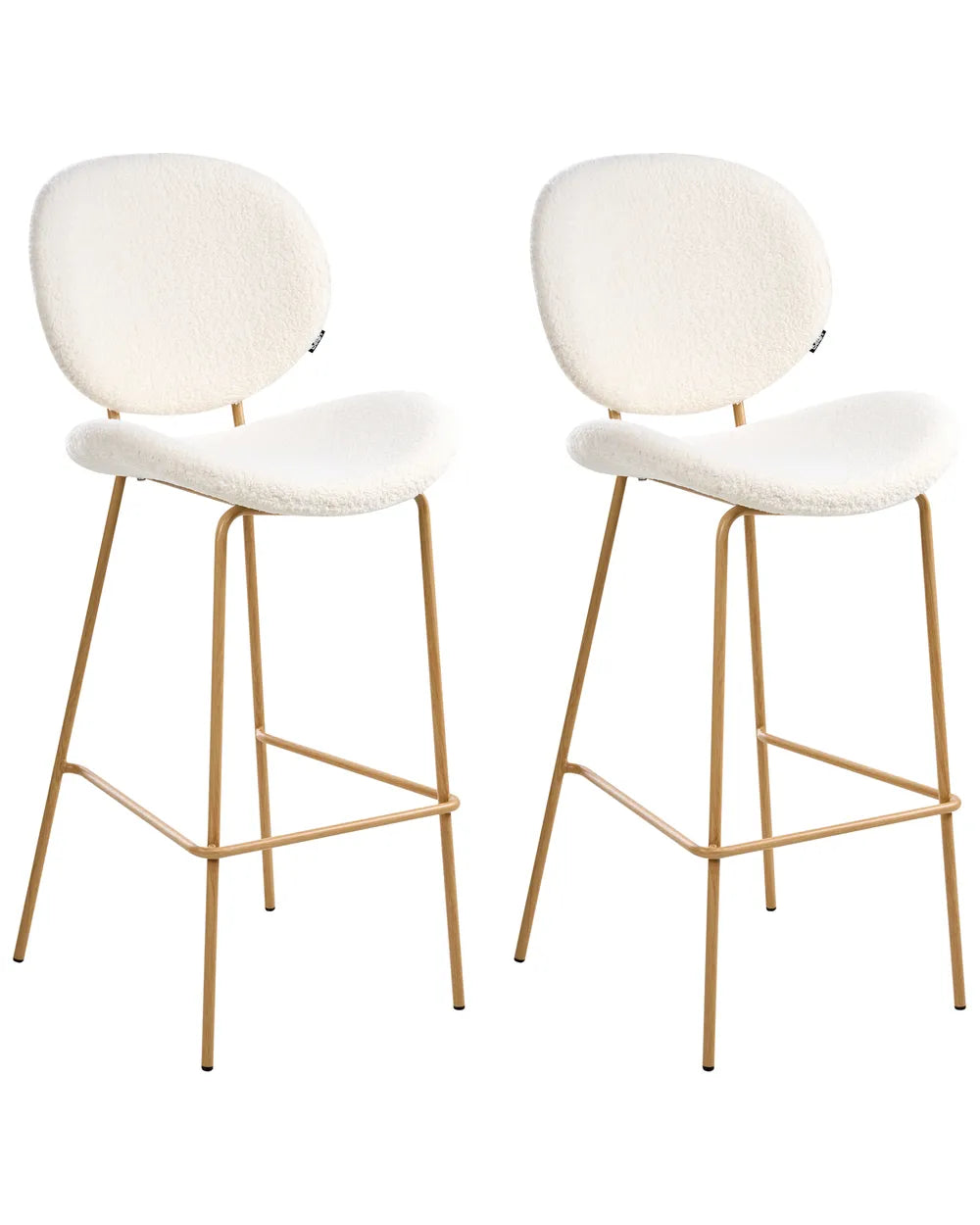 Set of 2 Bar Chairs Boucle White Comfortable Footrest Orlian