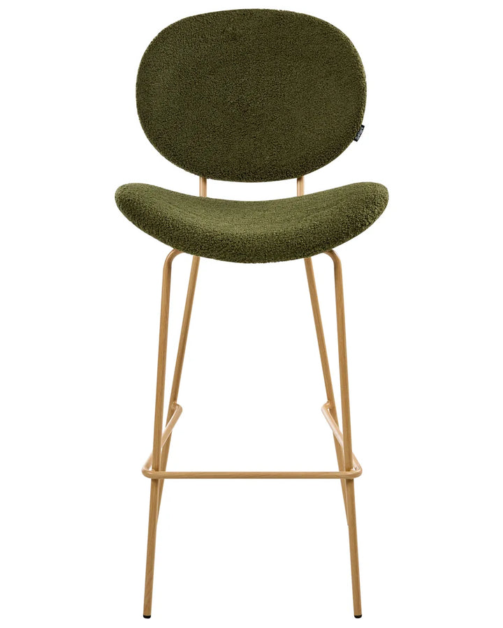 Set of 2 Bar Chairs Boucle Dark Green High Quality Orlian