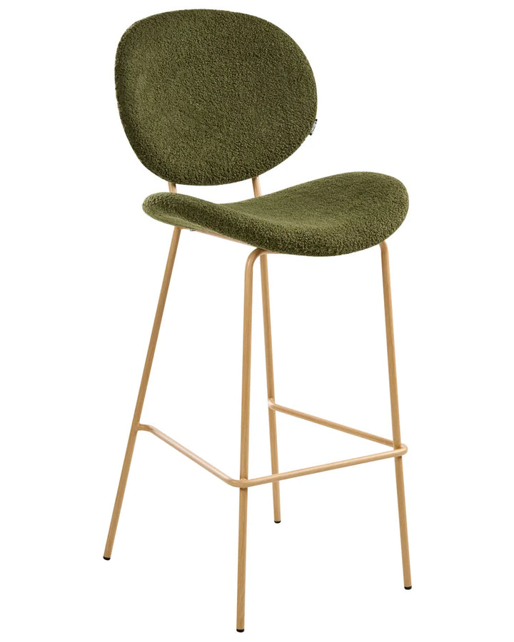 Set of 2 Bar Chairs Boucle Dark Green High Quality Orlian