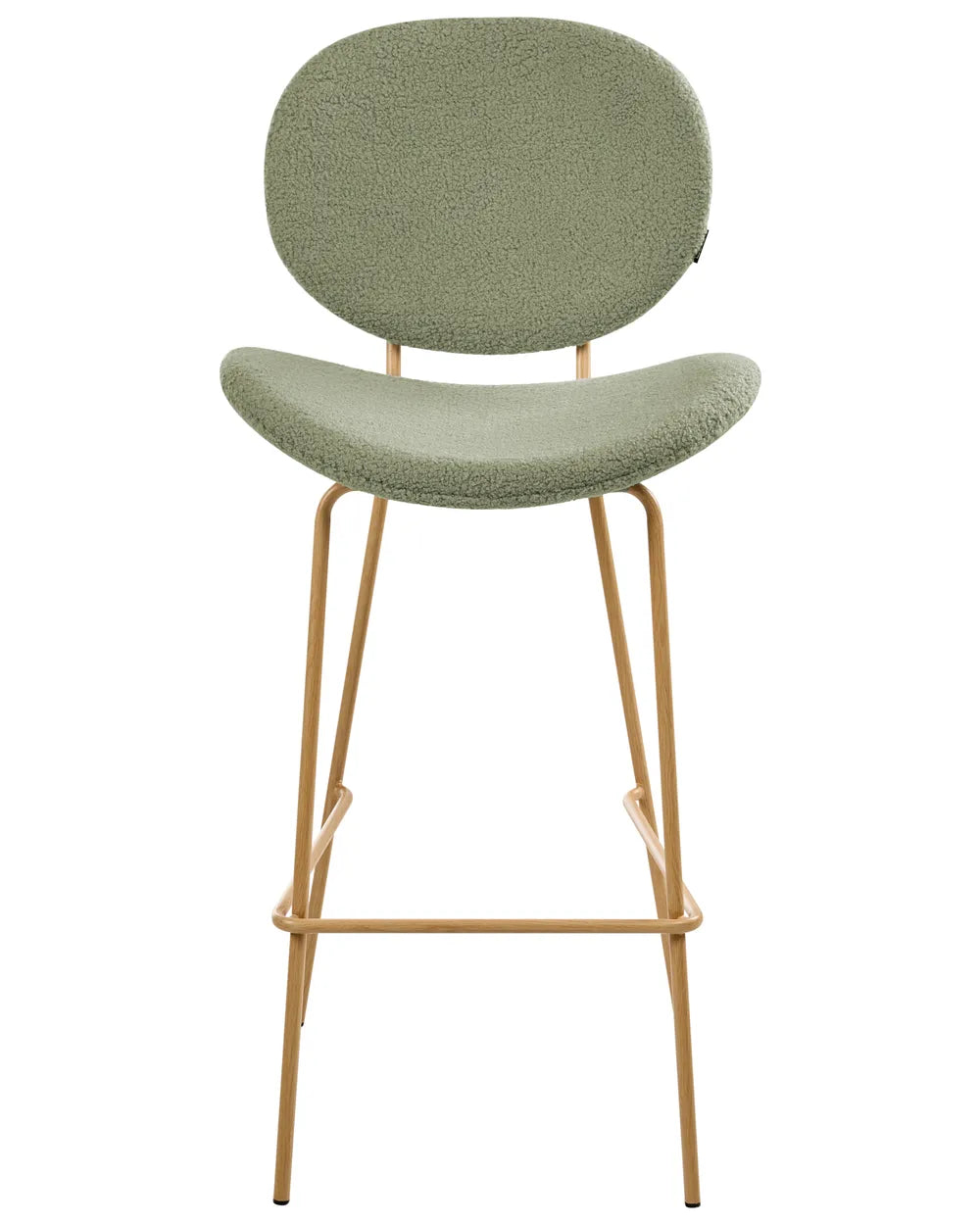 Set of 2 Bar Chairs  Boucle Light Green Comfortable Footrest Hestia