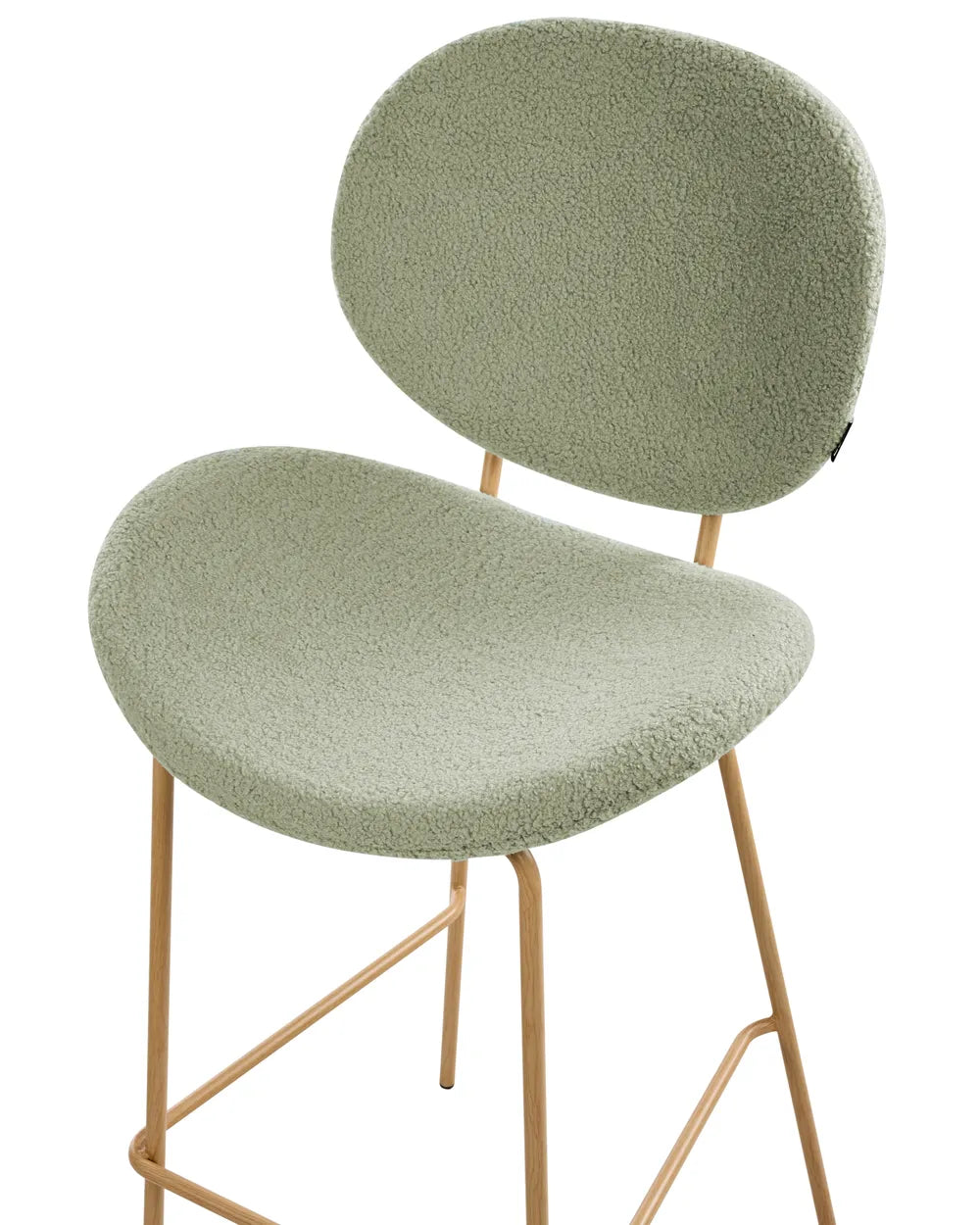 Set of 2 Bar Chairs  Boucle Light Green Comfortable Footrest Hestia