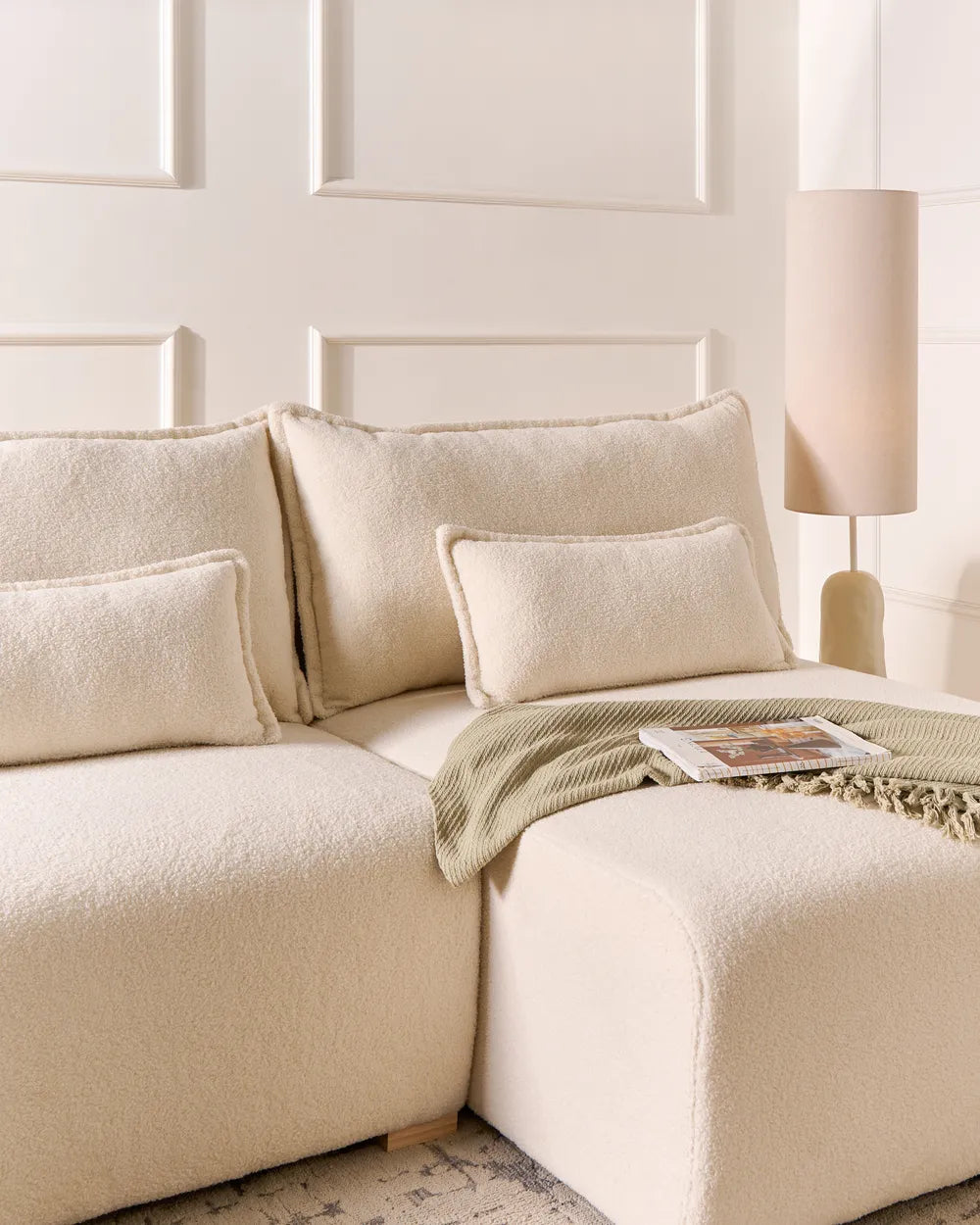 Modular Corner Sofa Boucle Off-White Left Hand Averni