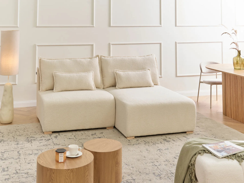 Modular Corner Sofa Boucle Off-White Left Hand Averni