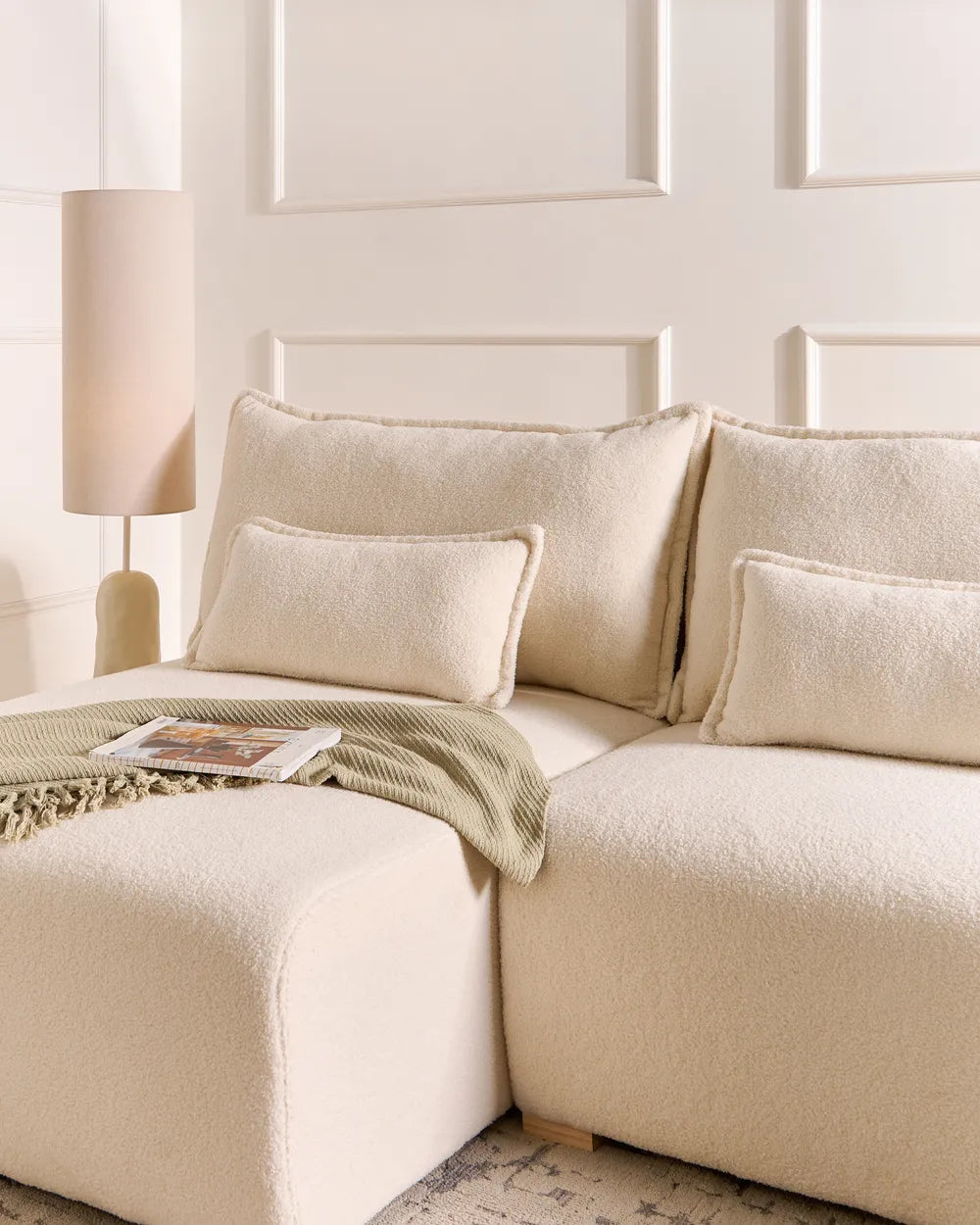 Modular Corner Sofa Boucle Off-White Right Hand Averni