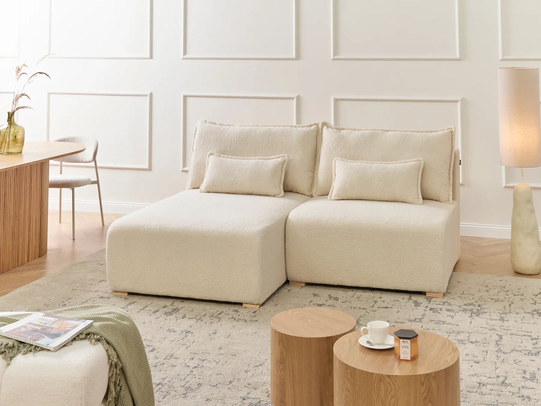 Modular Corner Sofa Boucle Off-White Right Hand Averni