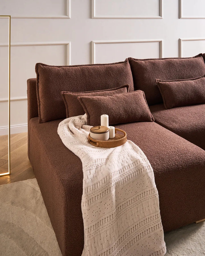 Modular Corner Sofa Boucle Brown Right Hand Averni