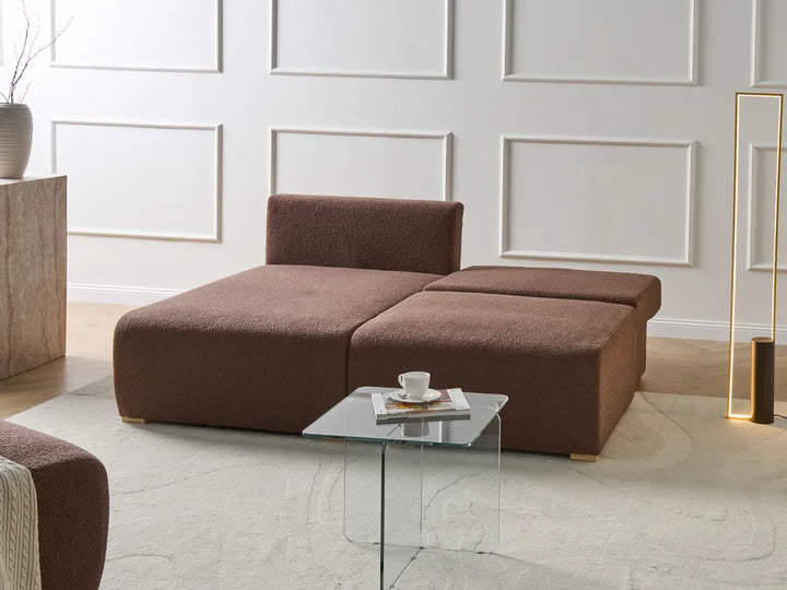 Modular Corner Sofa Boucle Brown Right Hand Averni