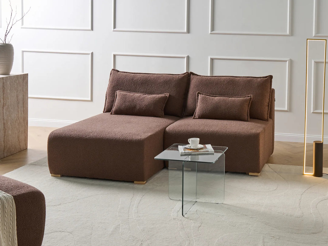 Modular Corner Sofa Boucle Brown Right Hand Averni