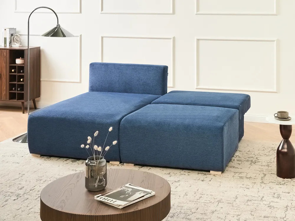 Modular Corner Sofa Fabric Blue Right Hand Averni