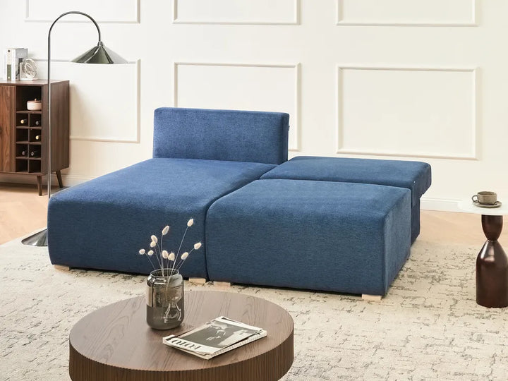 Modular Corner Sofa Fabric Blue Right Hand Averni