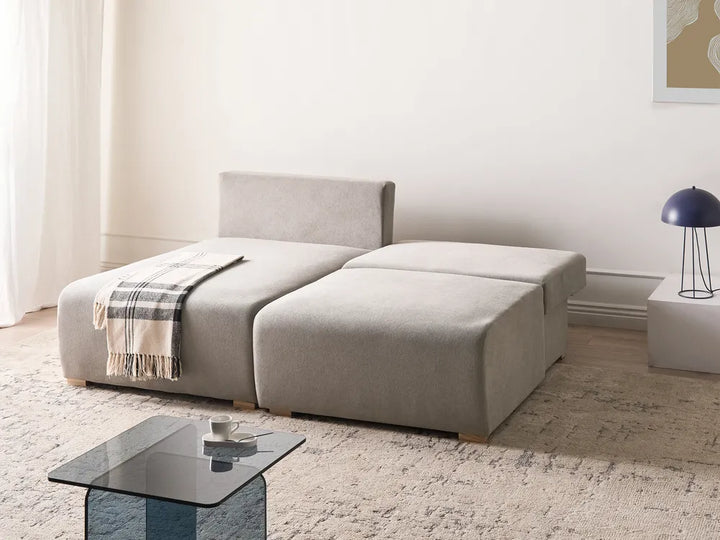Modular Corner Sofa Fabric Grey Right Hand Averni