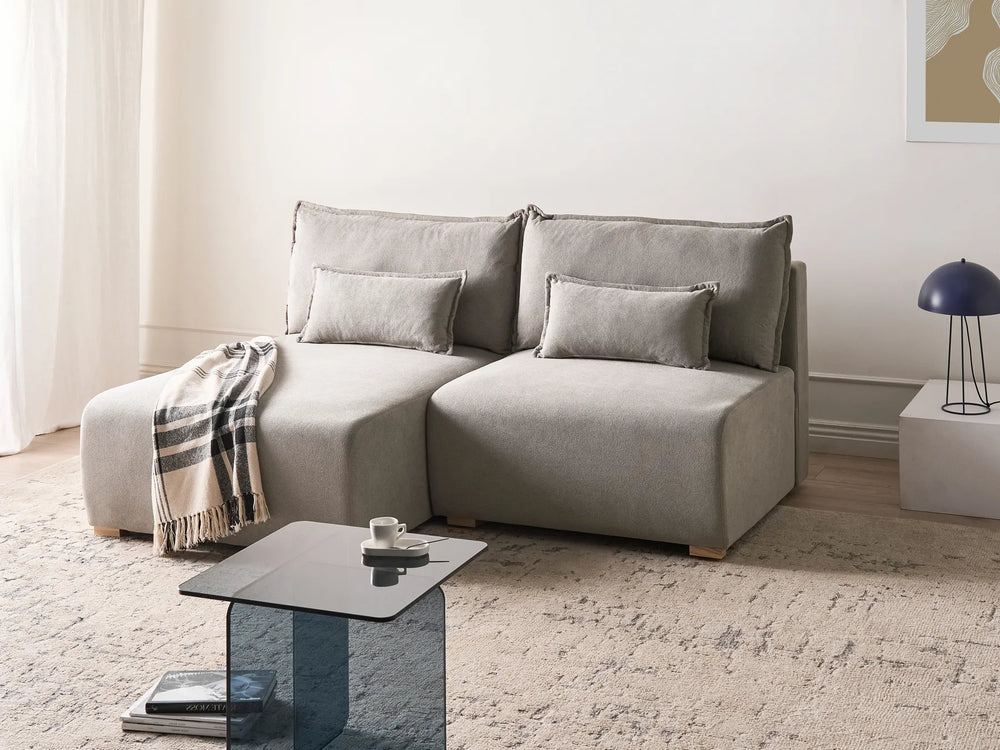 Modular Corner Sofa Fabric Grey Right Hand Averni