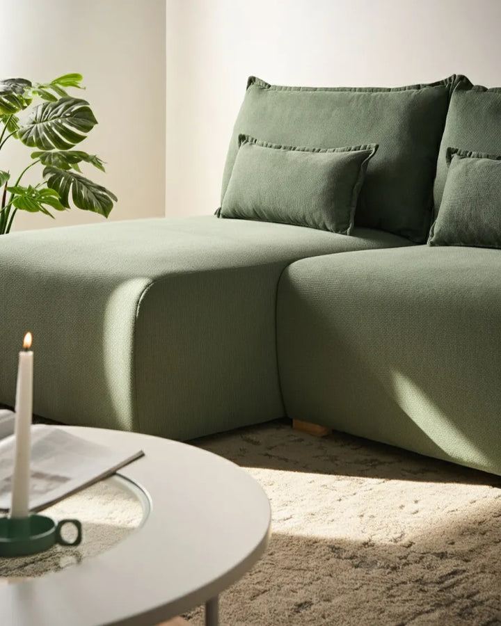 Modular Corner Sofa Fabric Light Green Right Hand Averni