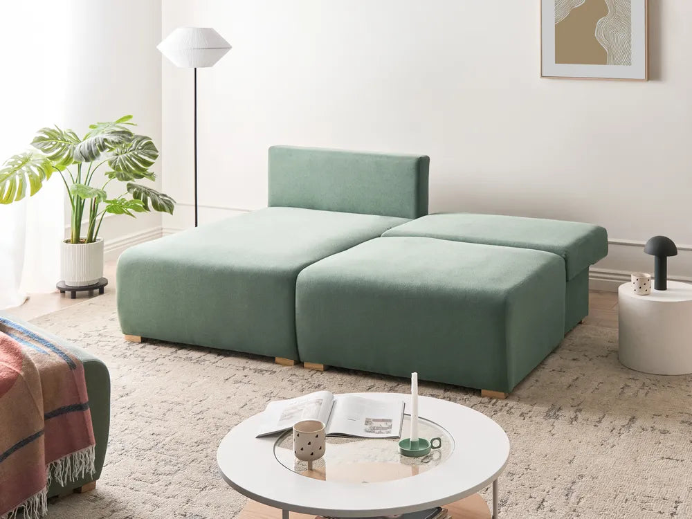 Modular Corner Sofa Fabric Light Green Right Hand Averni