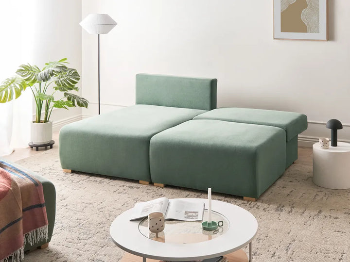 Modular Corner Sofa Fabric Light Green Right Hand Averni