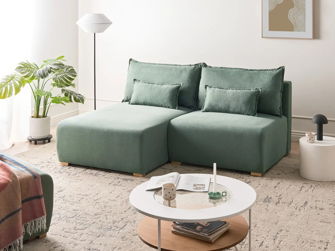 Modular Corner Sofa Fabric Light Green Right Hand Averni