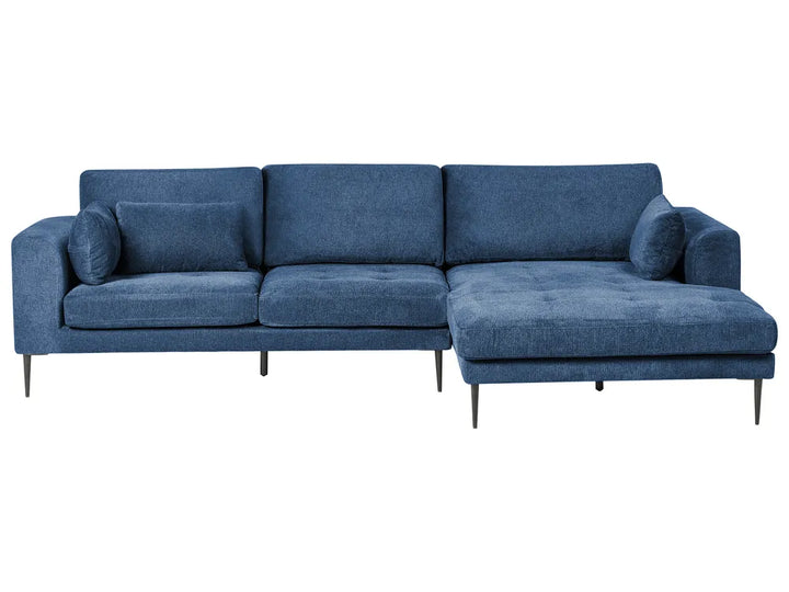 Corner Sofa 3 Seater Fabric Blue Left Hand Weller