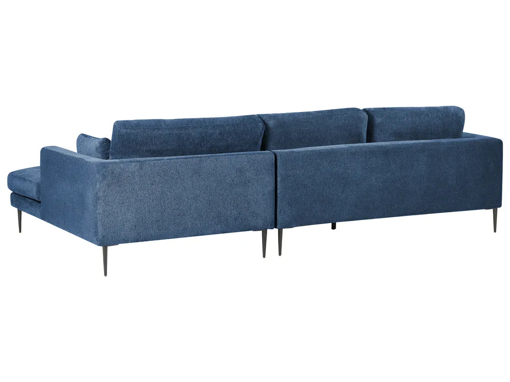 Corner Sofa 3 Seater Fabric Blue Left Hand Weller