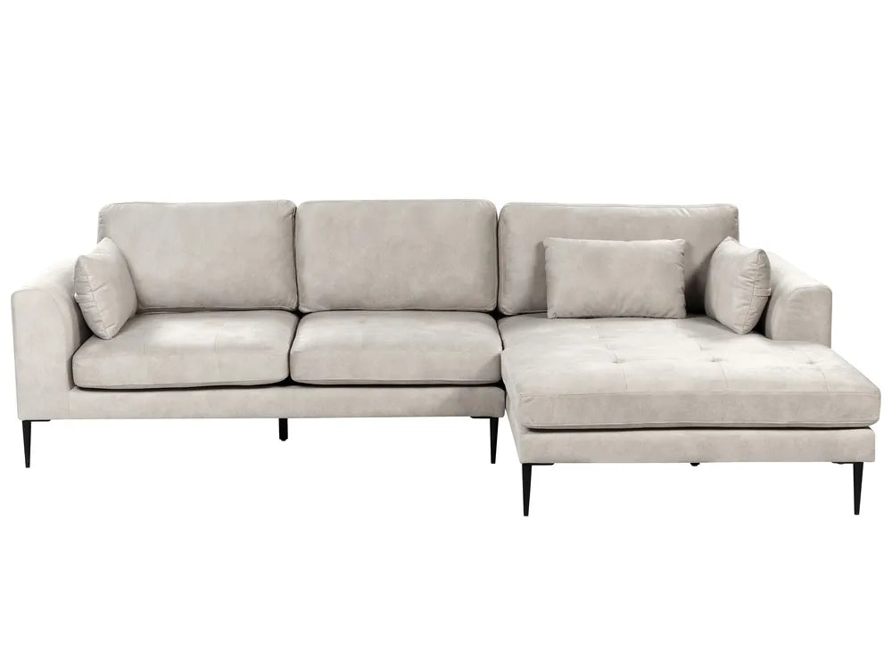 Corner Sofa 3 Seater Velvet Grey Left Hand Weller