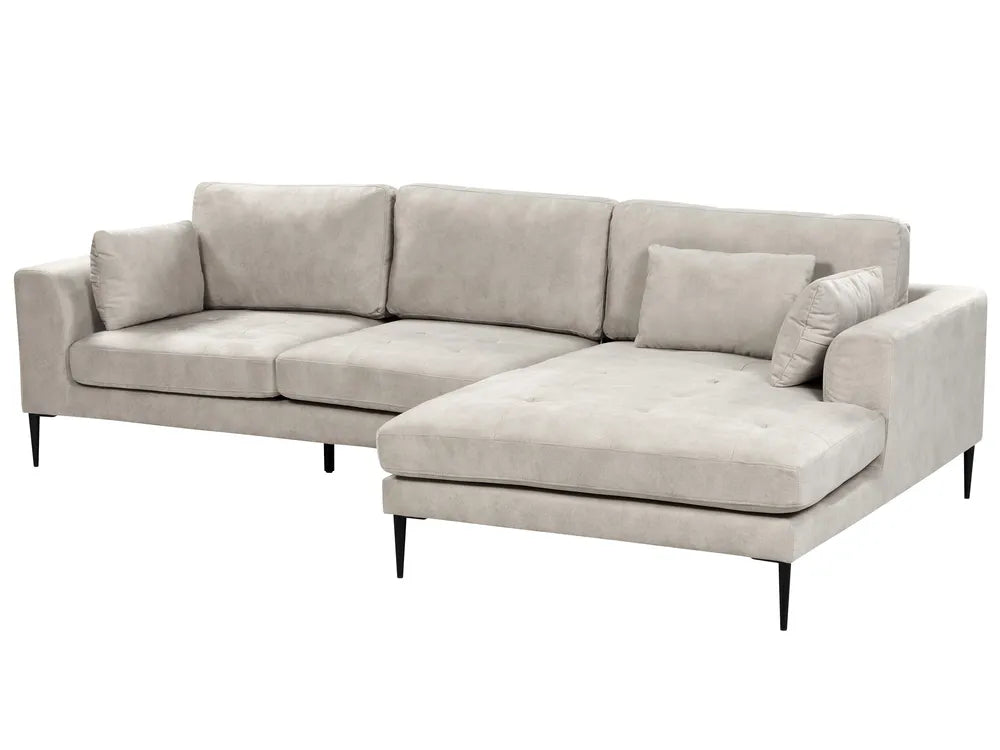 Corner Sofa 3 Seater Velvet Grey Left Hand Weller