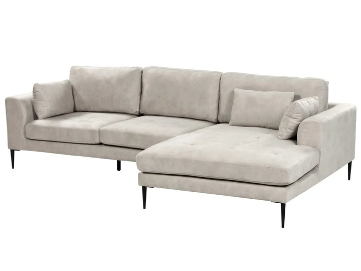 Corner Sofa 3 Seater Velvet Grey Left Hand Weller