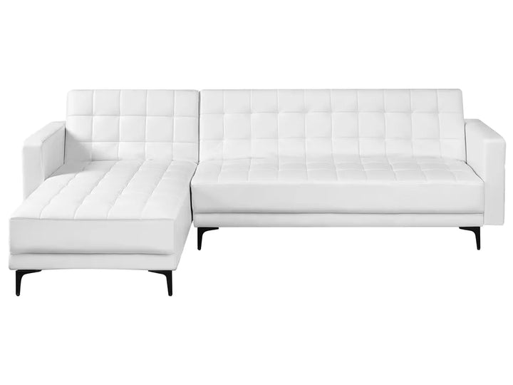 Modular Corner Sofa Bed 4 Seater Faux Leather White Right Hand Denby
