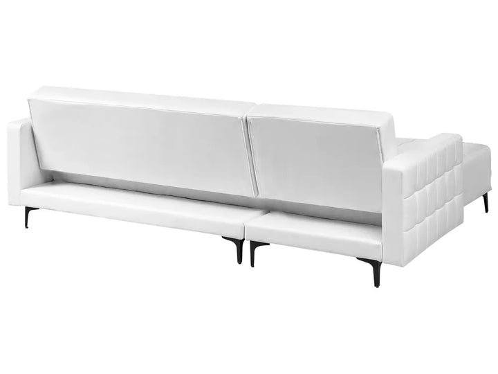 Modular Corner Sofa Bed 4 Seater Faux Leather White Right Hand Denby
